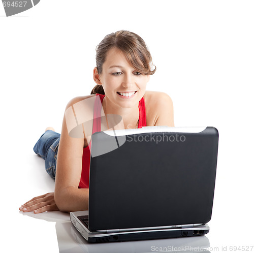 Image of Young woman using a laptop