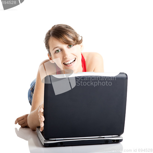 Image of Young woman using a laptop