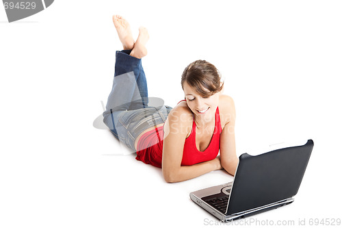 Image of Young woman using a laptop