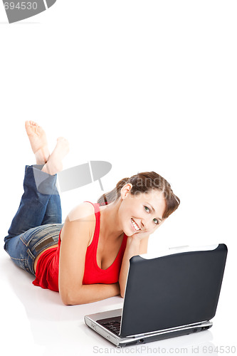 Image of Young woman using a laptop