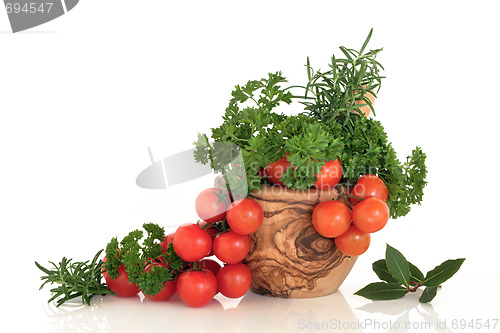 Image of Tomato and Herb Leaf Selection