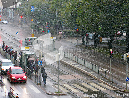 Image of Sleet rain in the city 