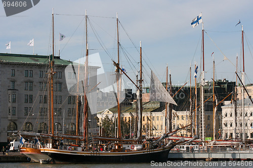 Image of Old sailing ships in harbor in Helsinki, Finland 