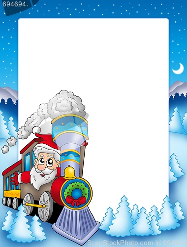 Image of Frame with Santa Claus and train