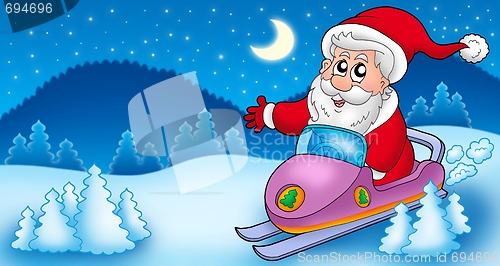 Image of Landscape with Santa Claus on scooter