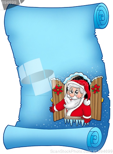 Image of Blue parchment with Christmas window