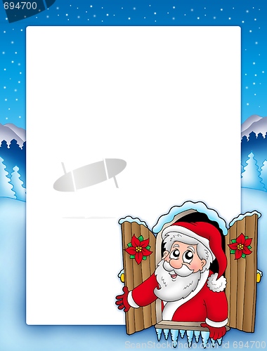 Image of Christmas frame with Santa in window