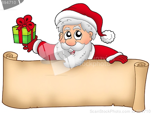 Image of Christmas banner with Santa and gift