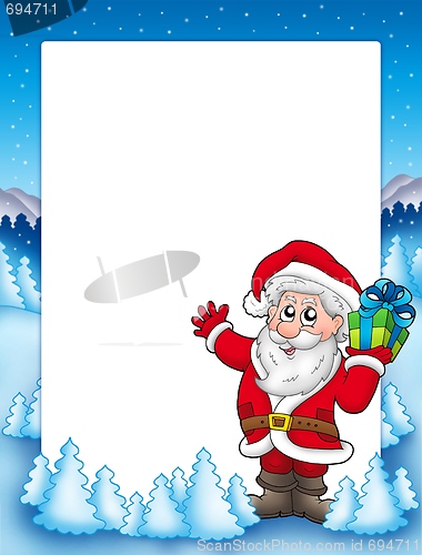 Image of Frame with Santa and Christmas gift