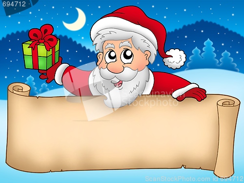 Image of Banner with cute Santa Claus