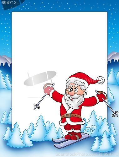 Image of Frame with skiing Santa Claus