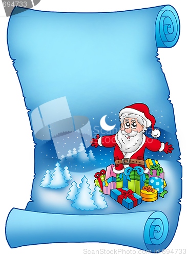 Image of Blue parchment with Santa Claus 6