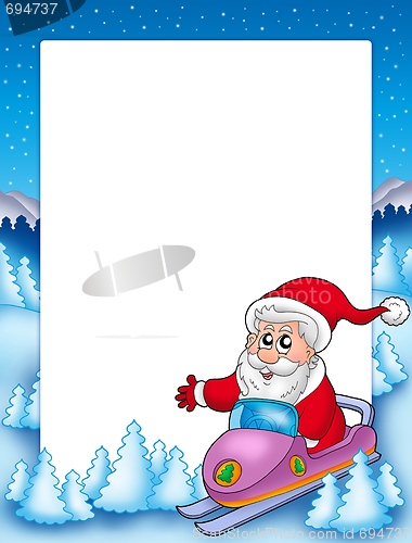 Image of Frame with Santa Claus on scooter