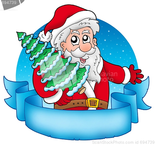 Image of Banner with Santa holding tree