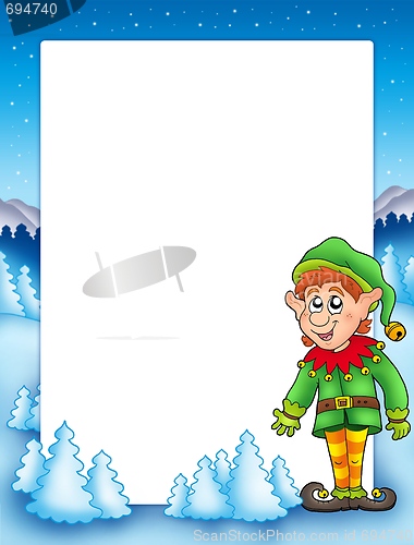 Image of Christmas frame with elf