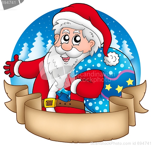 Image of Banner with Santa holding gifts