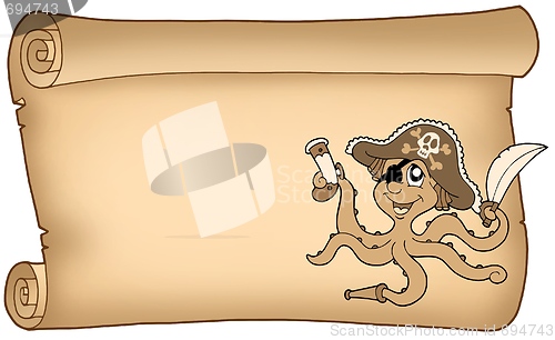 Image of Old parchment with pirate octopus