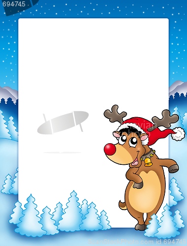 Image of Christmas frame with cute reindeer