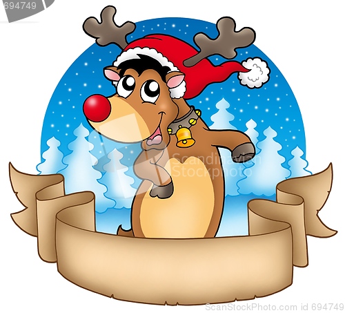 Image of Christmas banner with cute reindeer