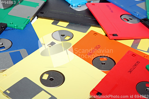 Image of Many colored compute diskette isolated on white
