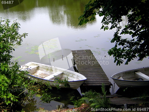 Image of moored rowing boats