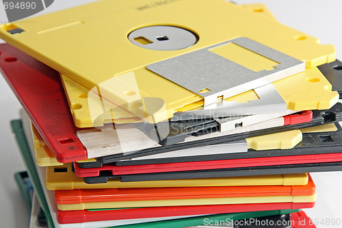 Image of Many colored compute diskette isolated on white