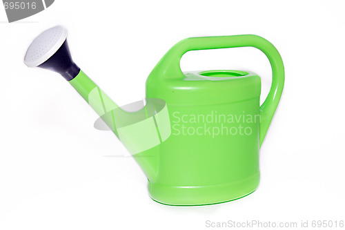 Image of Classic green watering can isolated on white background