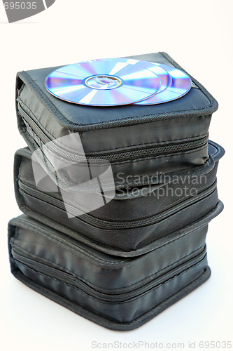 Image of CD case stack isolated over white