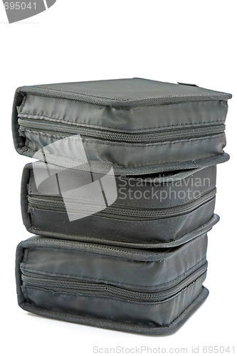 Image of CD case stack isolated over white