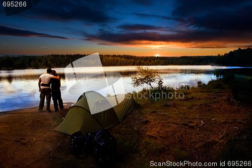 Image of Camping Lake Sunset