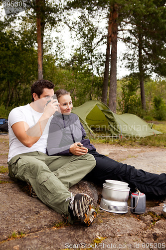 Image of Camping Couple Cooking