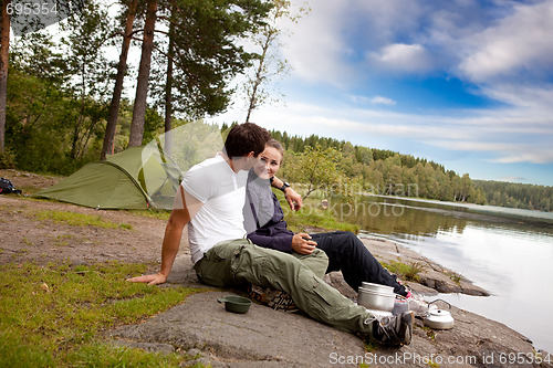 Image of Man and Woman Camping