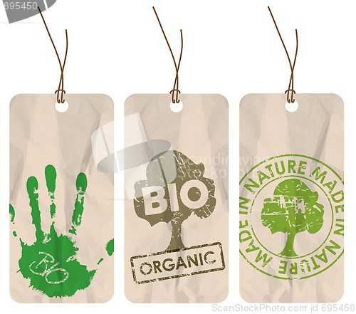 Image of grunge tags for organic / bio / eco