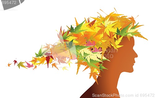 Image of Autumn floral girl silhouette