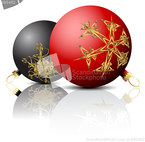 Image of Black and red Christmas bulbs