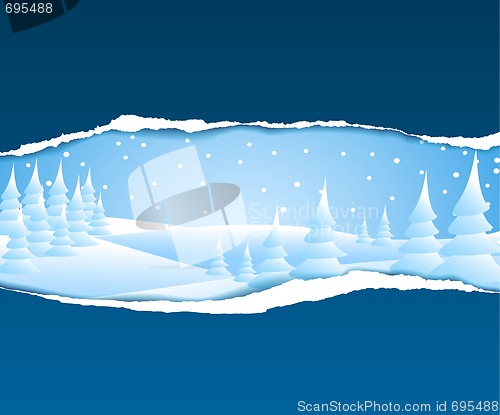 Image of Christmas card with snowy landscape