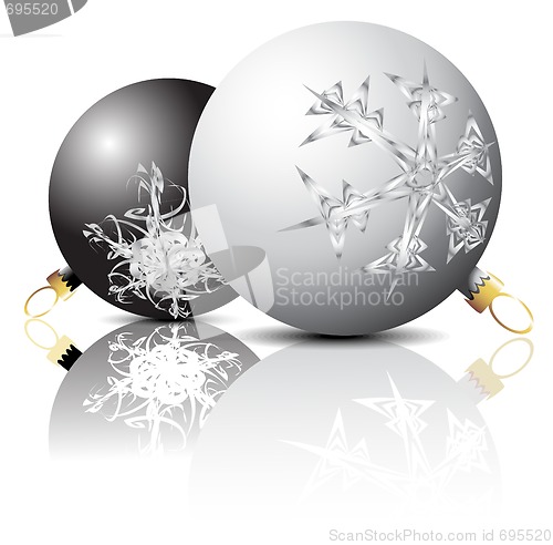 Image of Black and white Christmas bulbs