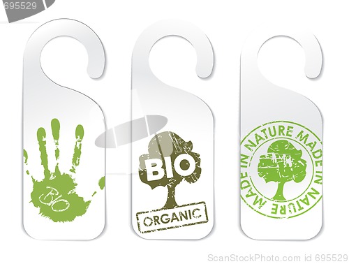 Image of Set of three tags for organic products
