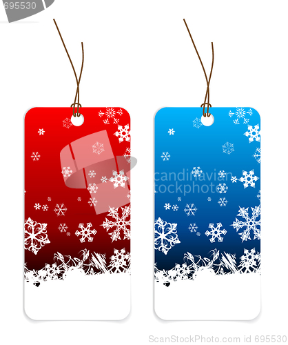 Image of Christmas tags with snowflakes