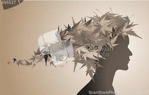 Image of Autumn floral girl silhouette