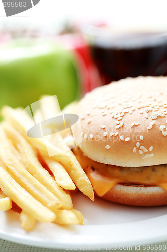 Image of cheeseburger and french fries
