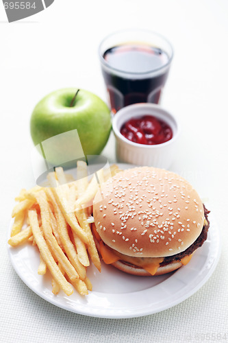 Image of cheeseburger and french fries