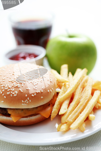 Image of cheeseburger and french fries