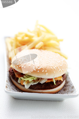 Image of cheeseburger and french fries