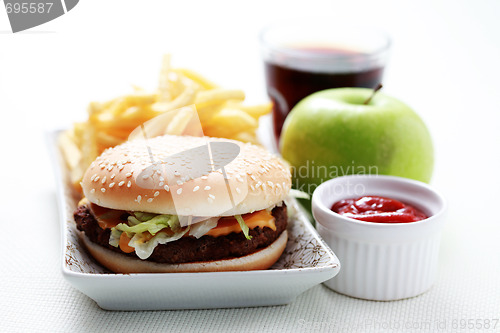 Image of cheeseburger and french fries