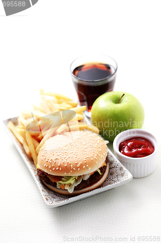 Image of cheeseburger and french fries
