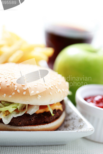 Image of cheeseburger and french fries