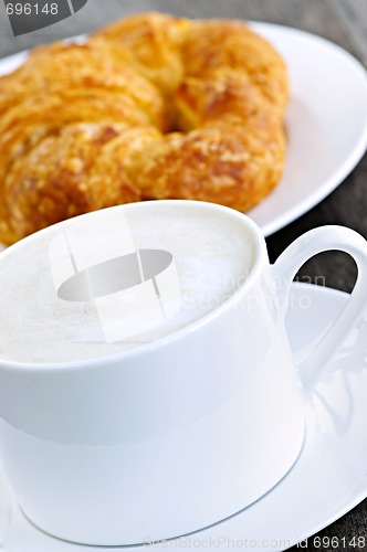 Image of Latte coffee and croissant