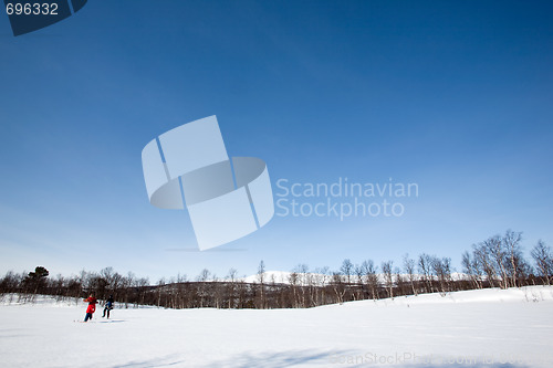 Image of Winter Landscape with Skiiers