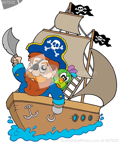 Image of Pirate sailing on ship